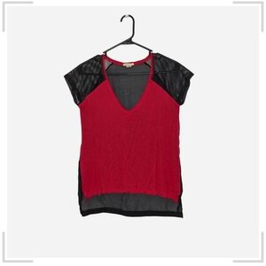 Sheer Back V Neck Top